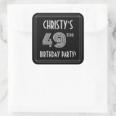49e verjaardag: Art Deco Style en aangepaste naam Vierkante Sticker (Tas)