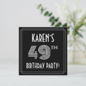 49e verjaardag: Art Deco Style met aangepaste naam Kaart (Staand voorkant)
