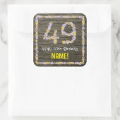 49e verjaardag: Bloemennummer, Faux Wood Look, Naa Vierkante Sticker (Tas)