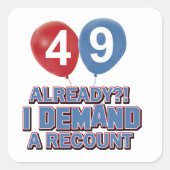 49e verjaardag design vierkante sticker (Voorkant)