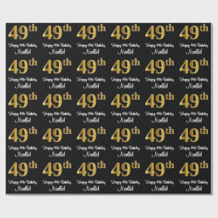49e verjaardag: Elegant luxe Faux Gold-look # Cadeaupapier