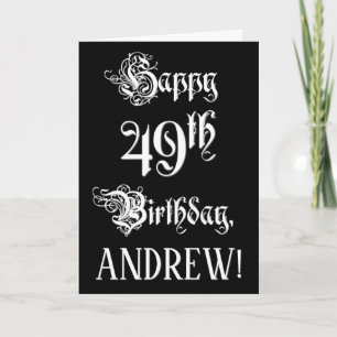 49e verjaardag: Fancy, elegant script + aangepaste Kaart