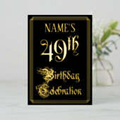 49e verjaardag — Fancy script en aangepaste naam Folie Uitnodiging (Staand Voorkant)