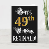 49e verjaardag — Fancy script; Faux Gold Kijk; naa Kaart (Voorkant)