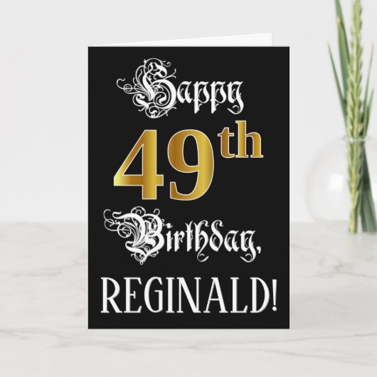 49e verjaardag — Fancy script; Faux Gold Kijk; naa Kaart (Voorkant)