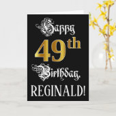 49e verjaardag — Fancy script; Faux Gold Kijk; naa Kaart (Gele Bloem)