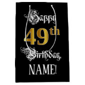 49e verjaardag ~ Fancy script; Faux Gold look; naa Medium Cadeauzakje (Voorkant)