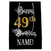 49e verjaardag ~ Fancy script; Faux Gold look; naa Medium Cadeauzakje (Achterkant)