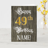 49e verjaardag: Faux Gold look + Faux-houten patro Kaart (Gele Bloem)