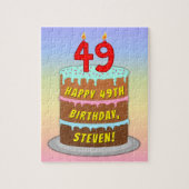 49e verjaardag: Fun Cake and Candles + Custom Name Legpuzzel (Verticaal)