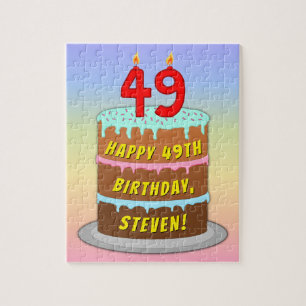 49e verjaardag: Fun Cake and Candles + Custom Name Legpuzzel