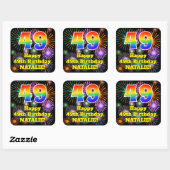 49e verjaardag: Fun Fireworks Kijk, regenboog # 49 Vierkante Sticker (Vel)