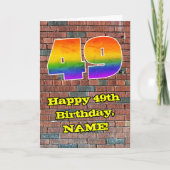 49e verjaardag: Fun Graffiti-geïnspireerde regenbo Kaart (Voorkant)