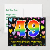 49e verjaardag: Fun Hearts Pattern, Regenboog 49 Briefkaart (Voorkant / Achterkant)
