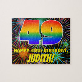 49e verjaardag: Fun, kleurrijk gevuurwerk Legpuzzel