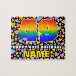 49e verjaardag — Fun, liefhebbende hartvormen + "4 Legpuzzel