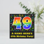 49e verjaardag: Fun Music Symbols, Rainbow 49 Kaart (Staand voorkant)