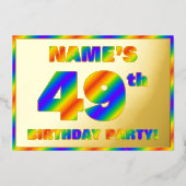 49e verjaardag - Fun, regenboogspectrum "49" Folie Uitnodiging (Voorkant)
