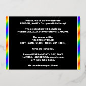 49e verjaardag - Fun, regenboogspectrum "49" Folie Uitnodiging (Achterkant)