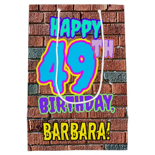 49e verjaardag: Fun, Urban Graffiti geïnspireerd K Medium Cadeauzakje (Achterkant)