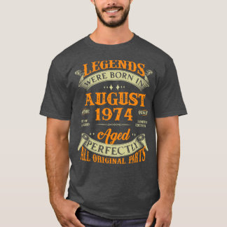 49e verjaardag Gift Legends geboren in augustus 19 T-shirt