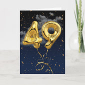 49e verjaardag Gold Mylar ballon en Confetti Card Kaart (Voorkant)