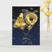 49e verjaardag Gold Mylar ballon en Confetti Card Kaart (Gele Bloem)