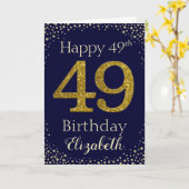 49e verjaardag Golden Glitter Kaart (Gele Bloem)