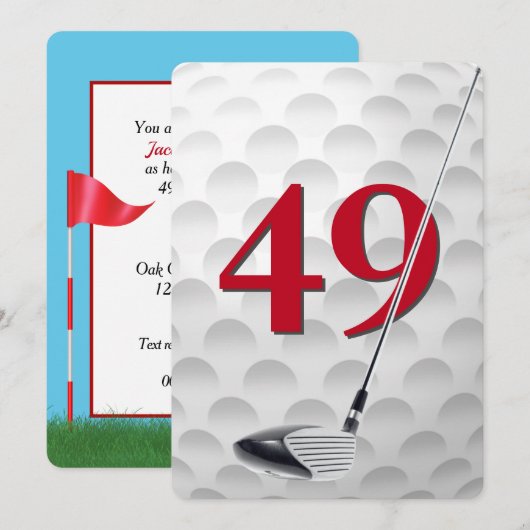 49e verjaardag golf thema feest kaart (Voorkant / Achterkant)