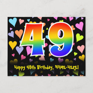 49e verjaardag: Hartjes patroon, Regenboog 49 Briefkaart