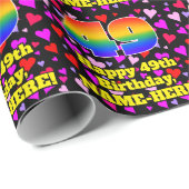 49e verjaardag: Heatten, regenboognr. 49 Cadeaupapier (Rol Hoek)