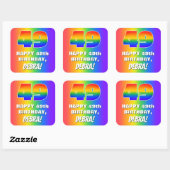 49e verjaardag: kleurrijk, vun regenboogpatroon #  vierkante sticker (Vel)