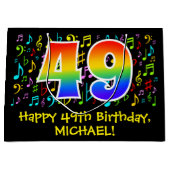 49e verjaardag - Kleurrijke muzieksymbolen, Rainbo Groot Cadeauzakje (Voorkant)