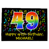 49e verjaardag - Kleurrijke muzieksymbolen, Rainbo Groot Cadeauzakje (Achterkant)
