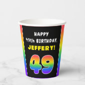 49e verjaardag: kleurrijke regenboog # 49, Naam va Papieren Bekers (Voorkant)