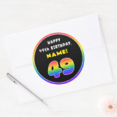 49e verjaardag: kleurrijke regenboog # 49, Naam va Ronde Sticker (Envelop)