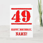 49e verjaardag: Leuk, rood rubberen stempel geïnsp Kaart (Voorkant)