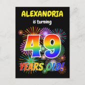 49e verjaardag - Leuk vuurwerk, Rainbow Look "49" Briefkaart (Voorkant)