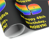 49e verjaardag: Leuke, kleurrijke regenboog geïnsp Cadeaupapier (Rol Hoek)