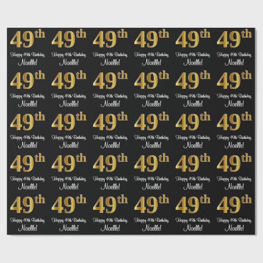 49e verjaardag: Luxurieuze Faux Gold-look # Cadeaupapier (Vlak)