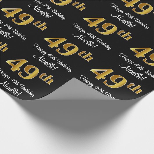 49e verjaardag: Luxurieuze Faux Gold-look # Cadeaupapier (Hoek)