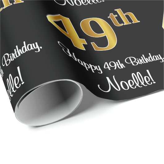 49e verjaardag: Luxurieuze Faux Gold-look # Cadeaupapier (Rol Hoek)