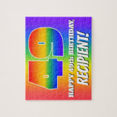 49e verjaardag — Meerkleurig regenboogpatroon "49" Legpuzzel (Verticaal)