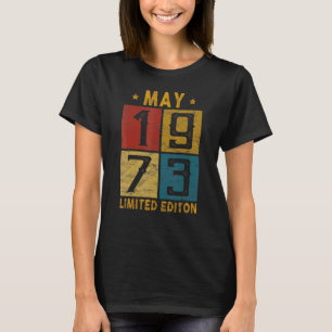 49e verjaardag mei 1973, geboren in 1973 49 jaar t-shirt