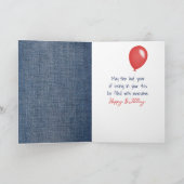 49e verjaardag meisje met rode ballon kaart (Binnen)