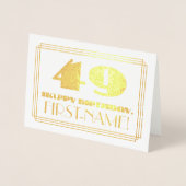 49e verjaardag; naam + Art Deco geïnspireerd look Folie Kaarten (Voorkant)