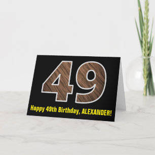 49e verjaardag: Naam + Faux Hout Grain Pattern "49 Kaart