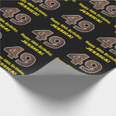 49e Verjaardag: Naam & Faux Wood Grain Patroon "49 Cadeaupapier (Hoek)