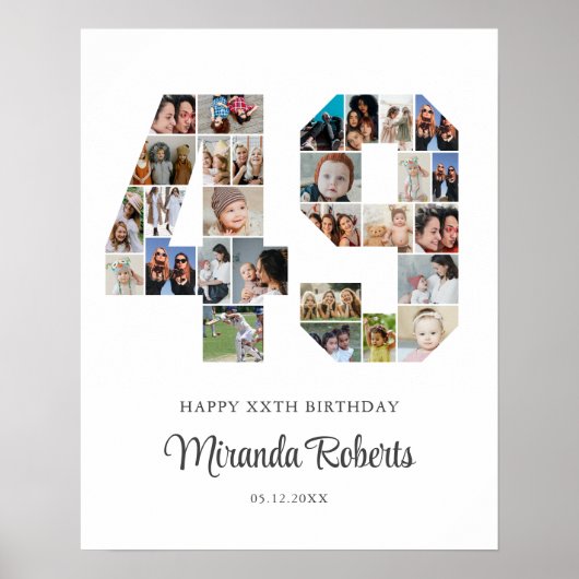 49e verjaardag nummer 49 aangepaste fotocollage poster (Voorkant)