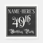 49e verjaardag Partij — Fancy Manuscript + de Naam Servet (Voorkant)